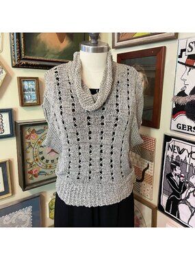 Vivienne Tam Beige Lightweight Loose Knit Short Sleeve Cowl Neck Sweater M/L